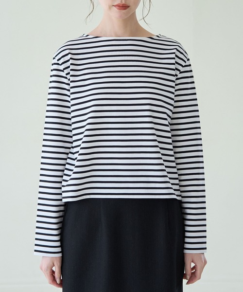 ROPE' PICNIC（ロペピクニック）の「細ボーダー天竺トップス/リンクコーデ（Tシャツ/カットソー・レディース・ブルー/グレー系その他/ホワイト系その他5・38）」の21枚目の写真