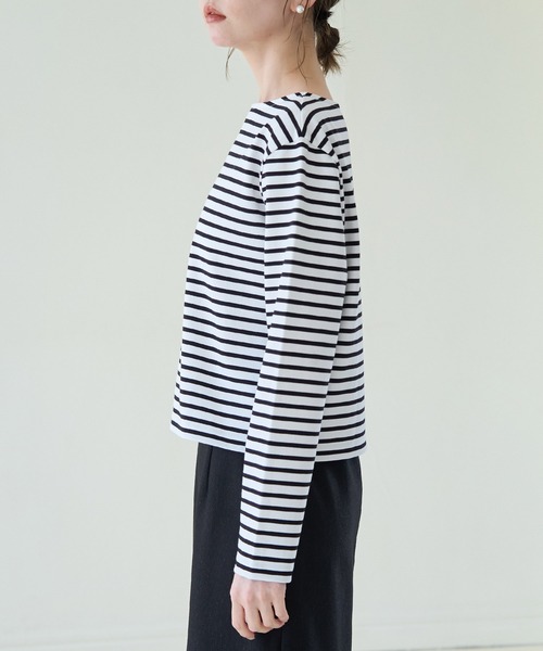 ROPE' PICNIC（ロペピクニック）の「細ボーダー天竺トップス/リンクコーデ（Tシャツ/カットソー・レディース・ブルー/グレー系その他/ホワイト系その他5・38）」の22枚目の写真