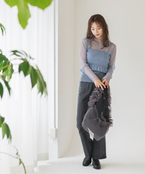 mysty woman（ミスティウーマン）の「チュールシャーリングBAG　145348（ショルダーバッグ・レディース・グレー/ライトベージュ/グリーン・FREE）」の16枚目の写真