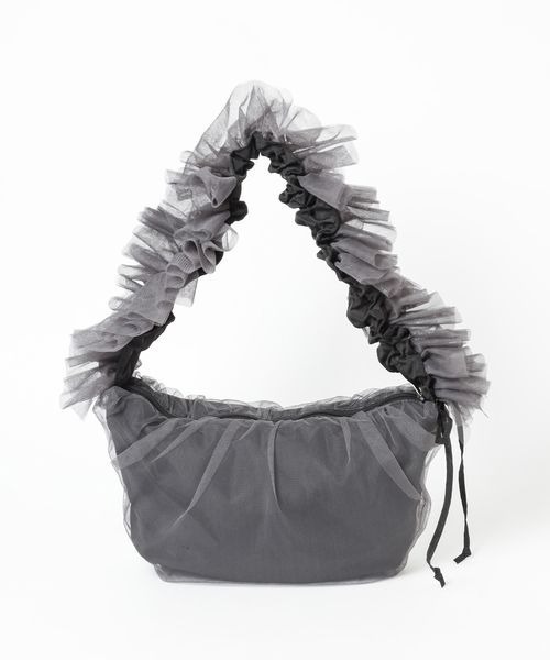 mysty woman（ミスティウーマン）の「チュールシャーリングBAG　145348（ショルダーバッグ・レディース・グレー/ライトベージュ/グリーン・FREE）」の11枚目の写真
