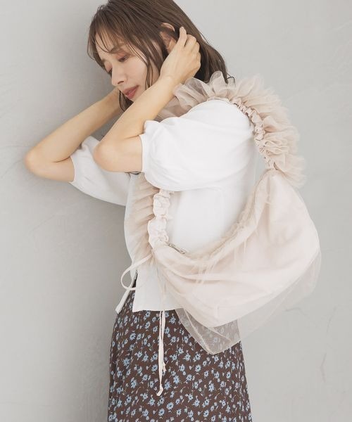 mysty woman（ミスティウーマン）の「チュールシャーリングBAG　145348（ショルダーバッグ・レディース・グレー/ライトベージュ/グリーン・FREE）」の8枚目の写真