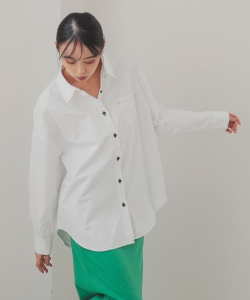 pufe(ピュフェ)の「【pufe】撥水ベーシックシャツ(シャツ/ブラウス・レディース・ブラック/ホワイト・ONE)」の7枚目の写真