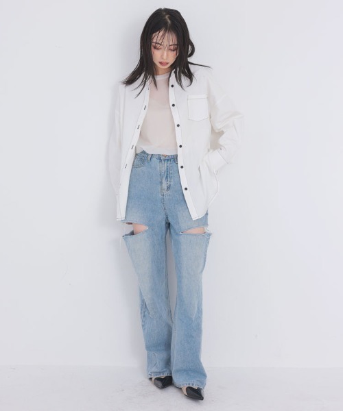 pufe(ピュフェ)の「【pufe】撥水ベーシックシャツ(シャツ/ブラウス・レディース・ブラック/ホワイト・ONE)」の9枚目の写真