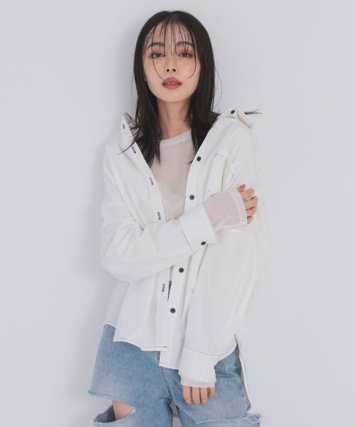 pufe(ピュフェ)の「【pufe】撥水ベーシックシャツ(シャツ/ブラウス・レディース・ブラック/ホワイト・ONE)」の10枚目の写真