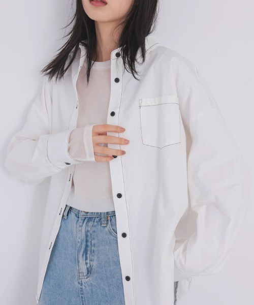 pufe(ピュフェ)の「【pufe】撥水ベーシックシャツ(シャツ/ブラウス・レディース・ブラック/ホワイト・ONE)」の11枚目の写真