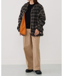 【Vincent et Mireille】BOA CARDIGAN(PRINT)/ボア　カーディガン(プリント)