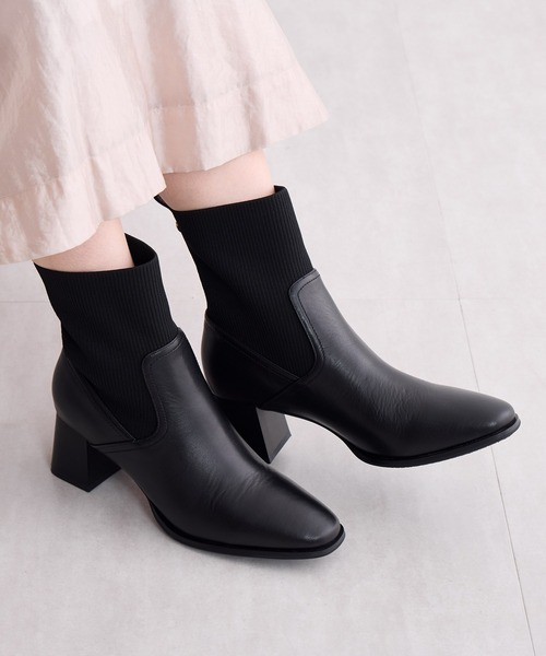 HIMIKO(ヒミコ)の「【HIMIKO】リブニットブーツ/641419(ブーツ・レディース・ダークブラウン/グレー/ブラック・23.5cm/24.5cm/25.0cm/21.5cm/22.0cm/23.0cm/24.0cm/25.5cm/22.5cm/26.0cm/26.5cm)」の1枚目の写真