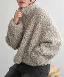 プードルファースタンドジャケット/スタンドカラー/ショートジャケット