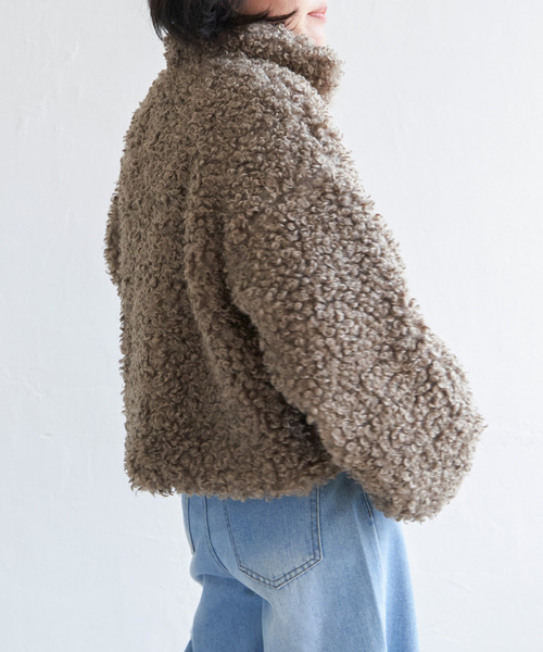 VENCEEXCHANGE（ヴァンスエクスチェンジ）の「プードルファースタンドジャケット/スタンドカラー/ショートジャケット（ブルゾン・レディース・ブラウン/ライトグレー・M）」の16枚目の写真