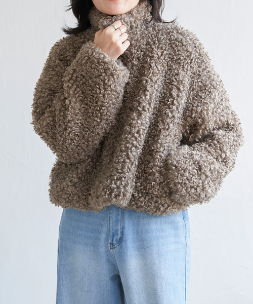 VENCEEXCHANGE（ヴァンスエクスチェンジ）の「プードルファースタンドジャケット/スタンドカラー/ショートジャケット（ブルゾン・レディース・ブラウン/ライトグレー・M）」の13枚目の写真