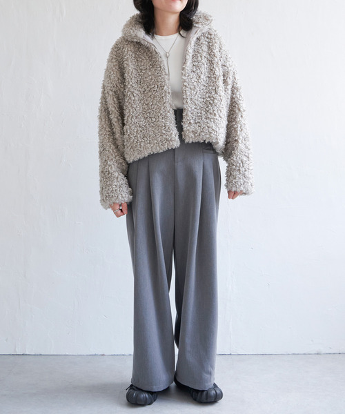 VENCEEXCHANGE（ヴァンスエクスチェンジ）の「プードルファースタンドジャケット/スタンドカラー/ショートジャケット（ブルゾン・レディース・ブラウン/ライトグレー・M）」の19枚目の写真