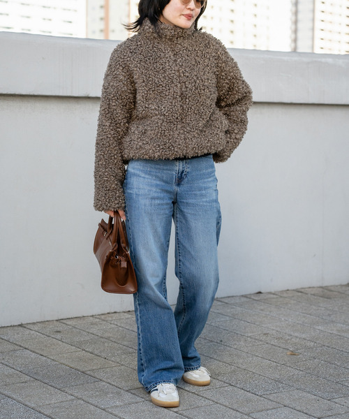 VENCEEXCHANGE（ヴァンスエクスチェンジ）の「プードルファースタンドジャケット/スタンドカラー/ショートジャケット（ブルゾン・レディース・ブラウン/ライトグレー・M）」の21枚目の写真