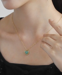 abaskdesign（アバスクデザイン）の「金属アレルギー対応 天然石ハートモチーフチェーンネックレス（ネックレス）」