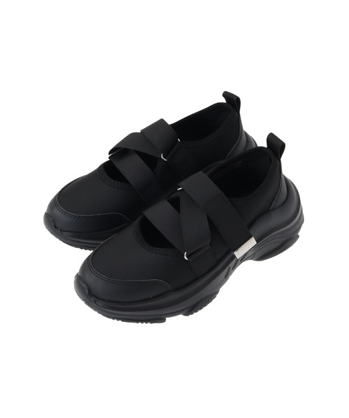 Green Parks(グリーンパークス)の「RUPIS. クロスベルトスニーカー(スニーカー・レディース・アイボリー/ブラック・M/S/L)」の1枚目の写真