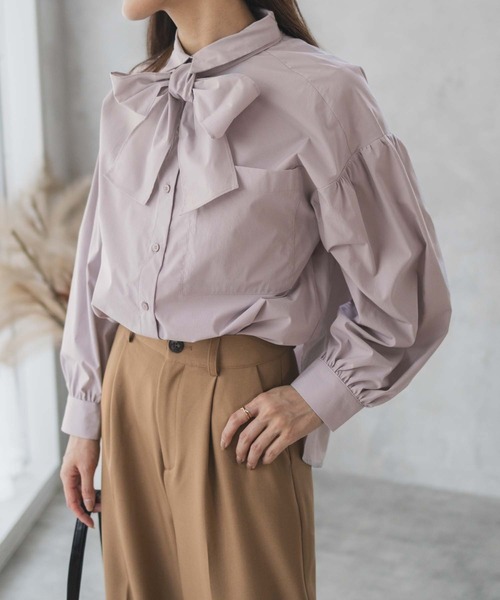 HusHusH（ハッシュアッシュ）の「HusHusH ボウタイブラウス 取り外し可（シャツ/ブラウス・レディース・チャコールグレー/グレイッシュベージュ・M/L）」の12枚目の写真