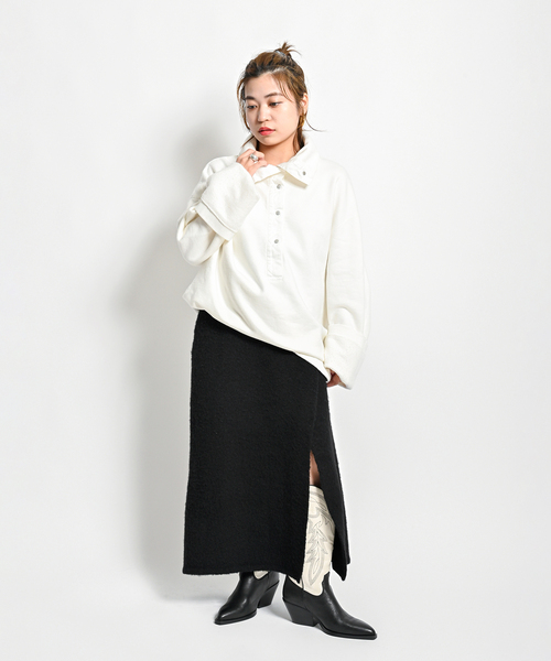 【CITYSHOP】24AW 24070042876030 B/W STANDNECK スタンドネック長袖スウェット CITYSHOP（シティーショップ）の「B/W STANDNECK スウェット