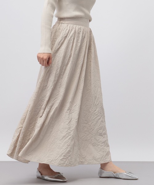 A part by（アパートバイ）の「ワッシャーボリュームスカート（スカート・レディース・ライトベージュ/ネイビー・FREE）」の5枚目の写真