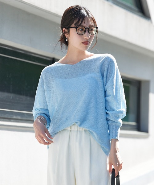 女性が喜ぶ♪ 万能サマーニット】camifineニットプルオーバー/清涼感/洗える メンズウェア