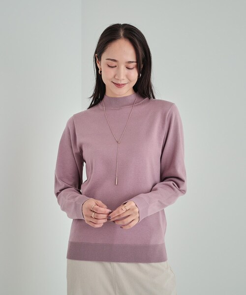 SHOO・LA・RUE（シューラルー）の「【高レビュー/洗える】ちくちくしにくい なめらかハイネックニット（ニット/セーター・レディース・グリーン系/オフホワイト/グレー/ブラック/ベビーピンク/ライトブルー・02/03/04）」の18枚目の写真