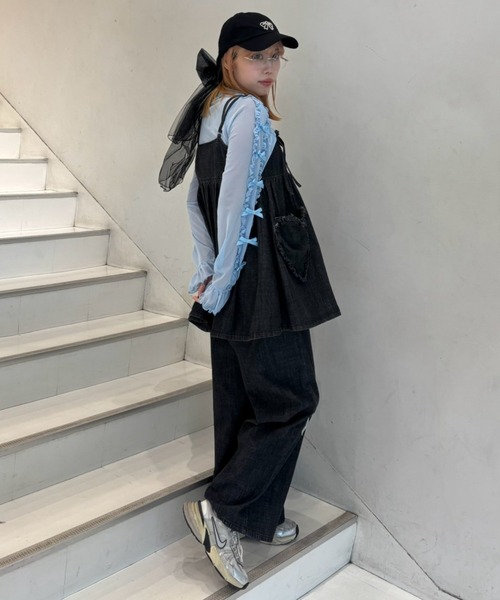 Candy Stripper（キャンディストリッパー）の「HEART DENIM MINI ワンピース（ワンピース・レディース・ブラック/インディゴブルー・2）」の14枚目の写真