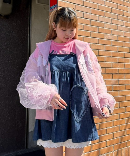 Candy Stripper（キャンディストリッパー）の「HEART DENIM MINI ワンピース（ワンピース・レディース・ブラック/インディゴブルー・2）」の3枚目の写真