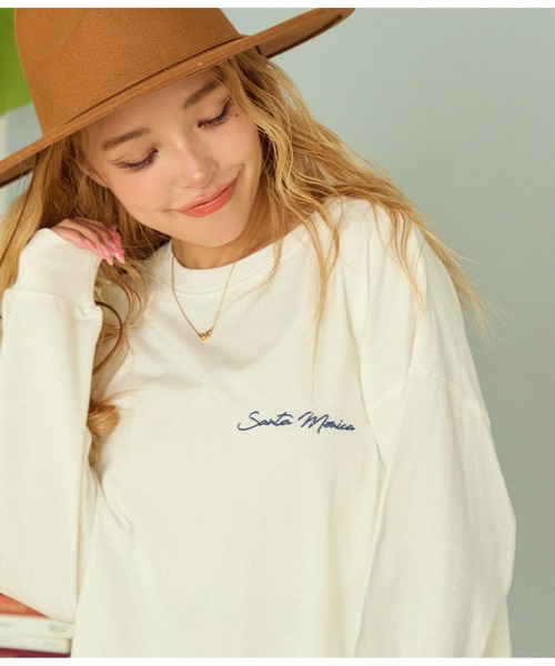 anap mimpi（アナップミンピ）の「オルテガ柄 ラウンドヘム 長袖 ビッグ ロンT（Tシャツ/カットソー・レディース・オフホワイト/キナリ/ダークグレー・FREE）」の7枚目の写真