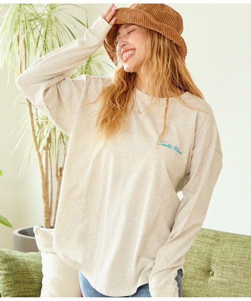 anap mimpi（アナップミンピ）の「オルテガ柄 ラウンドヘム 長袖 ビッグ ロンT（Tシャツ/カットソー・レディース・オフホワイト/キナリ/ダークグレー・FREE）」の13枚目の写真