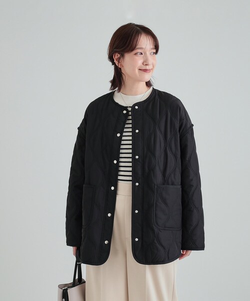 DRESKIP(ドレスキップ)の「◆【高レビュー/撥水/吸湿発熱】大人が着たい オーバーキルトブルゾン(ブルゾン・レディース・ブラック/カーキ/アイボリー・02/03/04)」の4枚目の写真