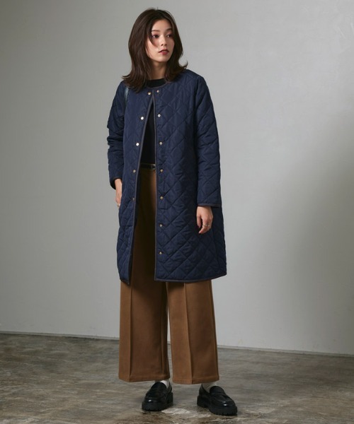 yym】レリアン キルティング ミドル丈コート ネイビー 13plus 新品