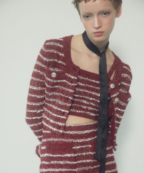 ニット セーター TWEED C/D CAMI SET ツイード カーディガン キャミ セット レディース TWEED C/D CAMI SET ツイード カーディガン キャミ セットを使っ