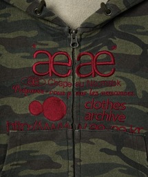 aeae❤︎迷彩 カモフラ柄 ロゴ クロップ ジップパーカー aeae パーカー WEB LOGO CROP HOOD ZIP UP レディース メンズ