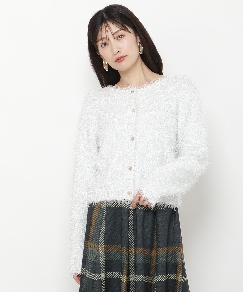 【セール】ラメフリンジフェザーカーディガン（カーディガン/ボレロ）｜And Couture（アンドクチュール）