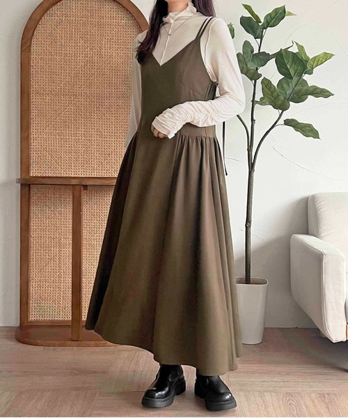 未使用級 22年♡ルネ フーディーワンピース　ダブルジップ カメリア パール セール】【apres jour clair】ダブルストラップキャミワンピース