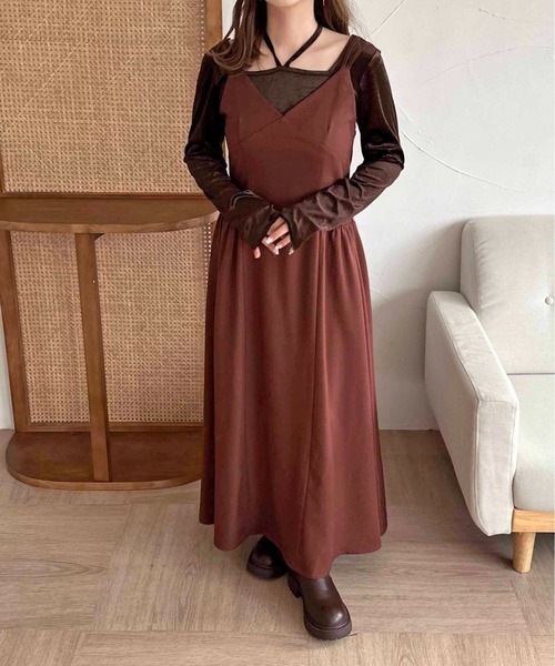 セール】【apres jour clair】ダブルストラップキャミワンピース