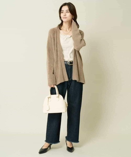 a.v.v（アーヴェヴェ）の「フェザーヤーントッパーカーディガン（カーディガン/ボレロ・レディース・アイボリー/モカ・40/38）」の11枚目の写真