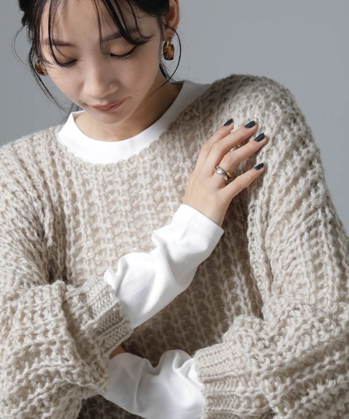 NANO universe（ナノユニバース）の「ジンジャー吸湿発熱抗菌防臭クルーネックカットソー（Tシャツ/カットソー・レディース・ブラック/ライトグレー/ホワイト・FREE）」の3枚目の写真