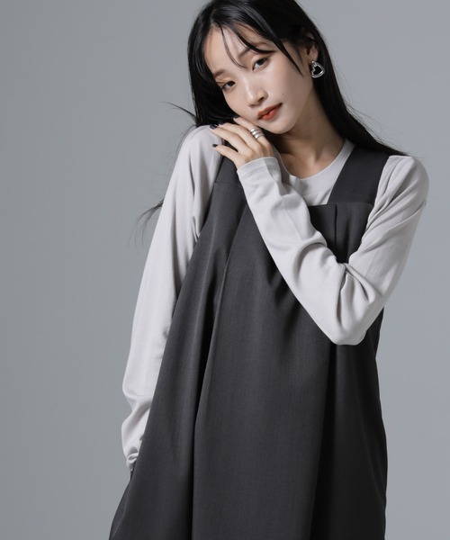 NANO universe（ナノユニバース）の「ジンジャー吸湿発熱抗菌防臭クルーネックカットソー（Tシャツ/カットソー・レディース・ブラック/ライトグレー/ホワイト・FREE）」の6枚目の写真