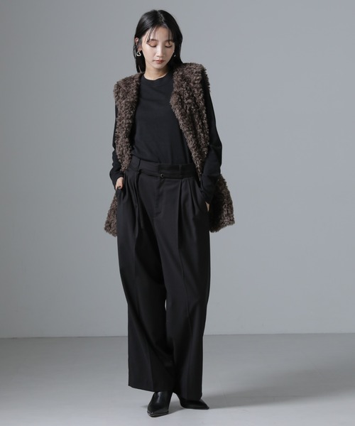 NANO universe（ナノユニバース）の「ジンジャー吸湿発熱抗菌防臭クルーネックカットソー（Tシャツ/カットソー・レディース・ブラック/ライトグレー/ホワイト・FREE）」の22枚目の写真