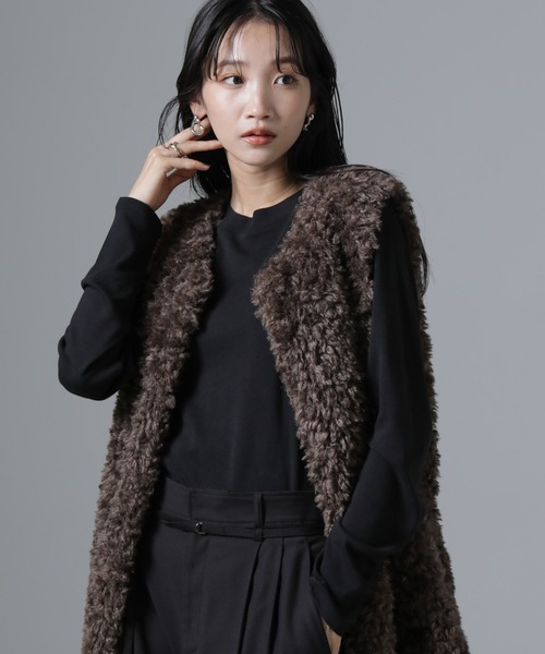 NANO universe（ナノユニバース）の「ジンジャー吸湿発熱抗菌防臭クルーネックカットソー（Tシャツ/カットソー・レディース・ブラック/ライトグレー/ホワイト・FREE）」の20枚目の写真