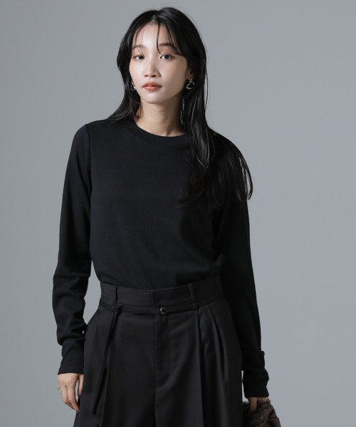 NANO universe（ナノユニバース）の「ジンジャー吸湿発熱抗菌防臭クルーネックカットソー（Tシャツ/カットソー・レディース・ブラック/ライトグレー/ホワイト・FREE）」の18枚目の写真