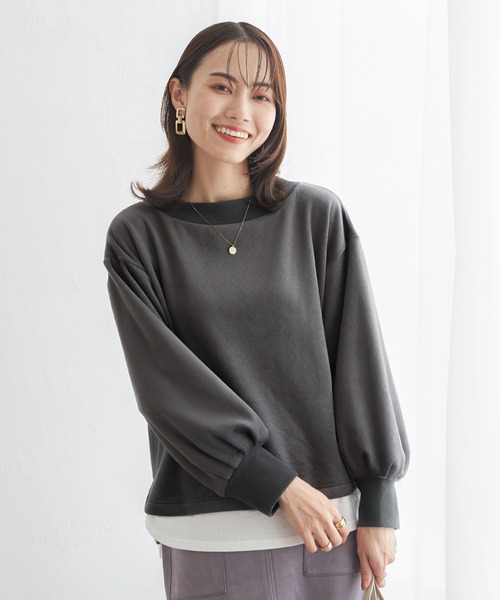 ikka（イッカ）の「ベロアコールフェイクプルオーバー（Tシャツ/カットソー・レディース・ダークベージュ/モカ/ピンク/チャコールグレー・M/L/S）」の5枚目の写真