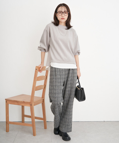 ikka（イッカ）の「ベロアコールフェイクプルオーバー（Tシャツ/カットソー・レディース・ダークベージュ/モカ/ピンク/チャコールグレー・M/L/S）」の12枚目の写真