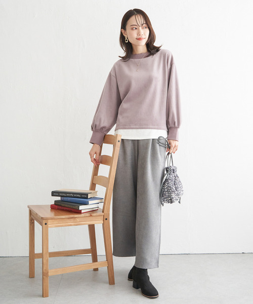 ikka（イッカ）の「ベロアコールフェイクプルオーバー（Tシャツ/カットソー・レディース・ダークベージュ/モカ/ピンク/チャコールグレー・M/L/S）」の10枚目の写真