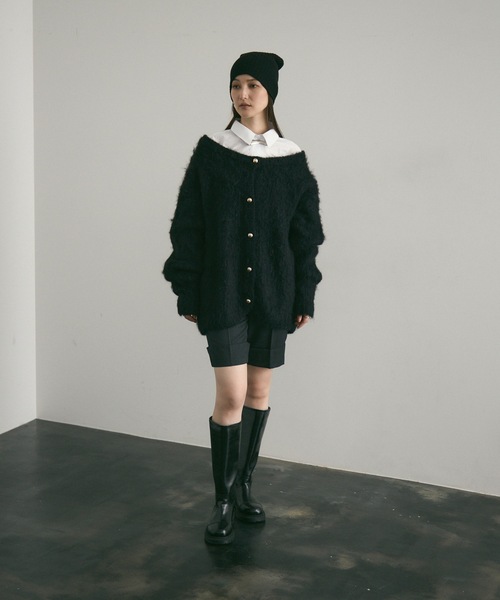 Lutim by u（ルチバイユー）の「BIG ボタン・シャギーニットカーディガン（カーディガン/ボレロ・レディース・レッド/モカ/チャコールグレー/ブラック/ナチュラル・FREE）」の10枚目の写真