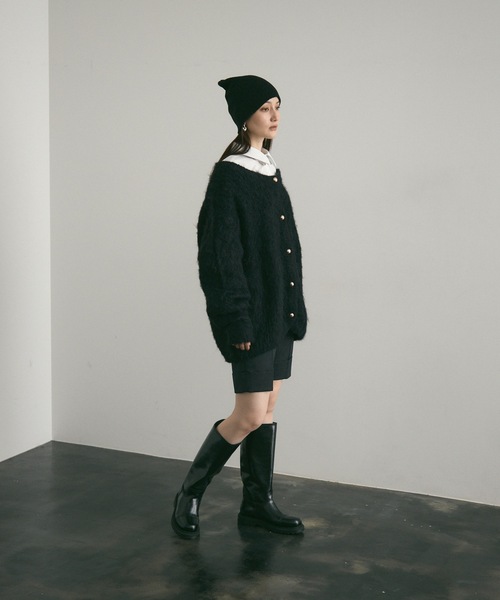 Lutim by u（ルチバイユー）の「BIG ボタン・シャギーニットカーディガン（カーディガン/ボレロ・レディース・レッド/モカ/チャコールグレー/ブラック/ナチュラル・FREE）」の11枚目の写真