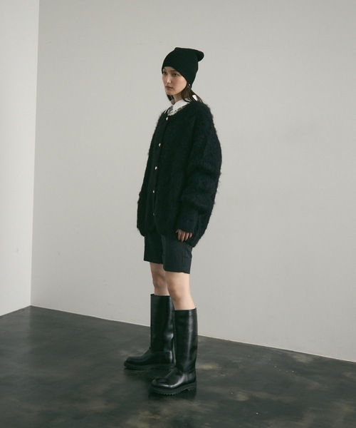 Lutim by u（ルチバイユー）の「BIG ボタン・シャギーニットカーディガン（カーディガン/ボレロ・レディース・レッド/モカ/チャコールグレー/ブラック/ナチュラル・FREE）」の8枚目の写真