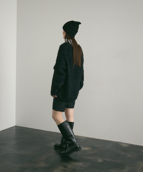 Lutim by u（ルチバイユー）の「BIG ボタン・シャギーニットカーディガン（カーディガン/ボレロ・レディース・レッド/モカ/チャコールグレー/ブラック/ナチュラル・FREE）」の9枚目の写真