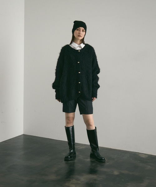 Lutim by u（ルチバイユー）の「BIG ボタン・シャギーニットカーディガン（カーディガン/ボレロ・レディース・レッド/モカ/チャコールグレー/ブラック/ナチュラル・FREE）」の7枚目の写真