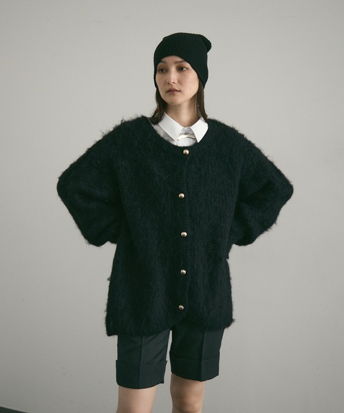 Lutim by u（ルチバイユー）の「BIG ボタン・シャギーニットカーディガン（カーディガン/ボレロ・レディース・レッド/モカ/チャコールグレー/ブラック/ナチュラル・FREE）」の13枚目の写真