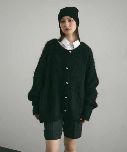 Lutim by u（ルチバイユー）の「BIG ボタン・シャギーニットカーディガン（カーディガン/ボレロ・レディース・レッド/モカ/チャコールグレー/ブラック/ナチュラル・FREE）」の14枚目の写真